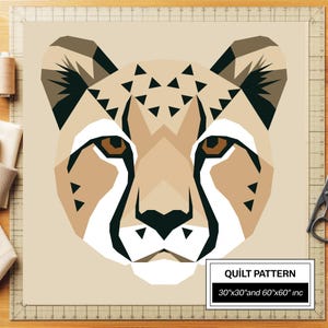Wzór kołdry Cheetah FPP: Nowoczesny FPP • Blok patchworkowy z motywem zwierząt • Podkłady FPP (30x30/60x60 cali)
