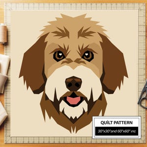 Patrón de colcha FPP de Labradoodle: FPP moderno • Bloque de colcha de patchwork animal • Plantillas FPP (30x30/60x60 pulgadas)