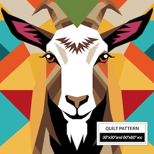 FPP-quiltpatroon van geit: moderne FPP • Quiltblok met dierenpatchwork • FPP-vorlagen (30 x 30/60 x 60 inch)