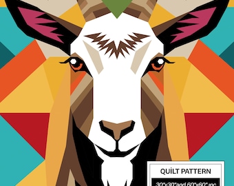Modello per trapunta FPP capra: FPP moderno • Blocco per trapunta patchwork animale • FPP Vorlagen (30x30/60x60 pollici)