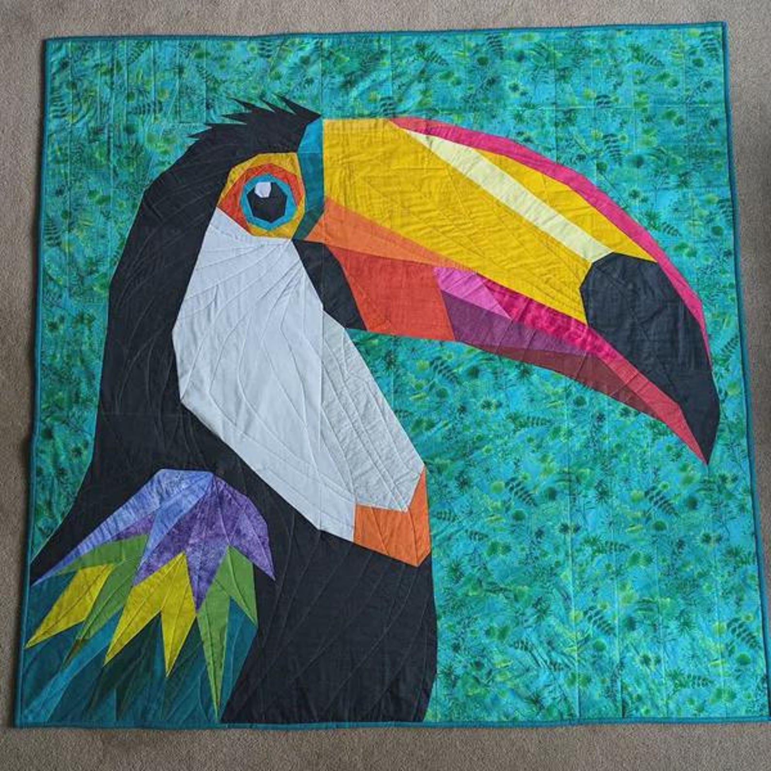 Fpp Patchwork Toucan FPP Quilt Pattern: Modern FPP • Animal Patchwork Quilt Block ...