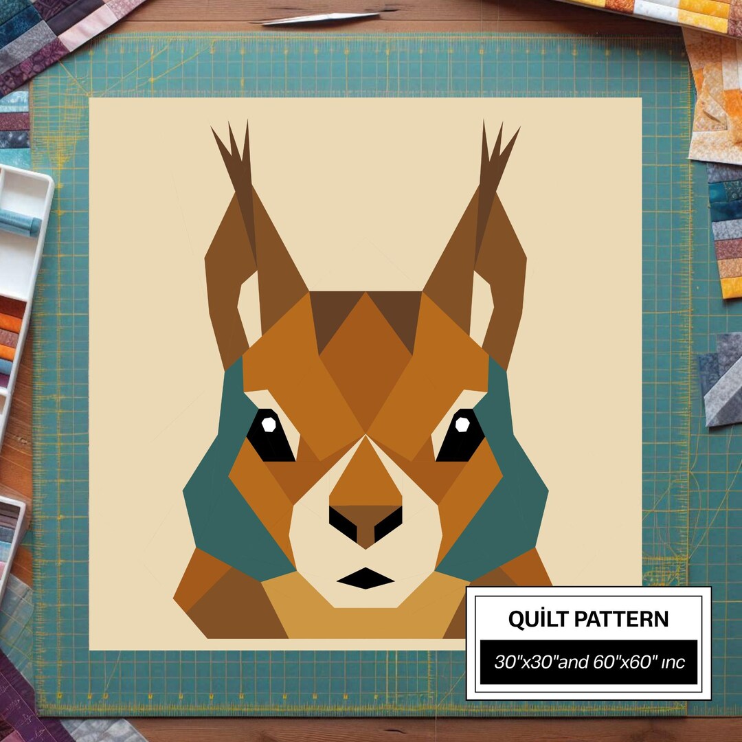 Fpp Patchwork Squirrel FPP Quilt Pattern: Modern FPP • Animal Patchwork Quilt Block ...