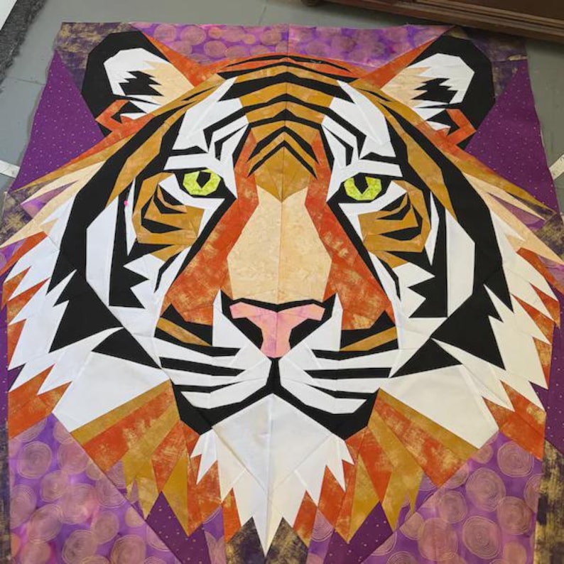 Fpp Patchwork Tiger FPP Quilt Pattern: Modern FPP • Animal Patchwork Quilt Block ...