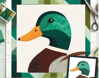 Duck FPP Quilt Pattern (30x30/60x60 inc): Modern FPP • Animal Patchwork Quilt