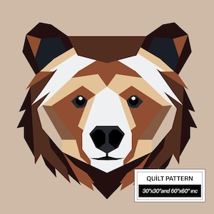Modello trapunta FPP orso: FPP moderno • Blocco trapunta patchwork animale • FPP Vorlagen (30x30/60x60 pollici)