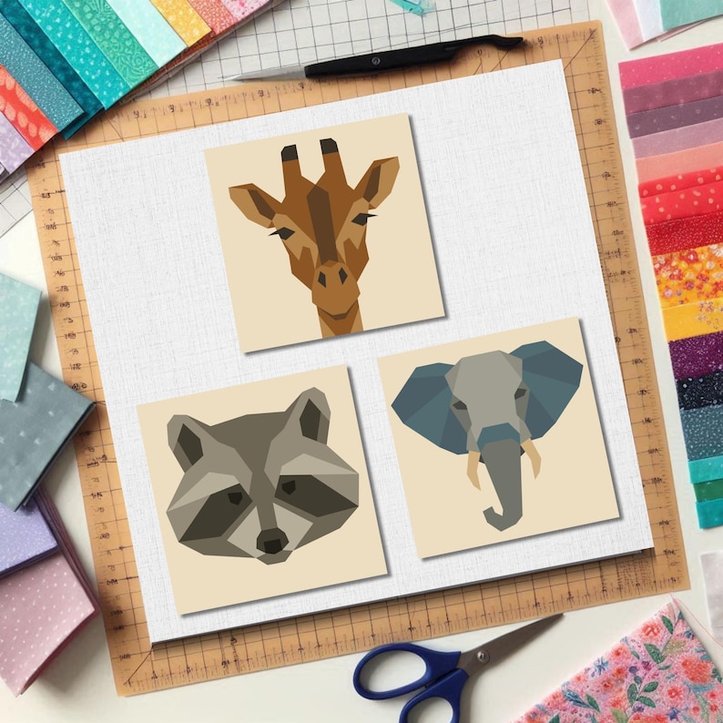 Land Animals FPP Quilt Pattern: Easy Beginner Quilt Block • FPP ...