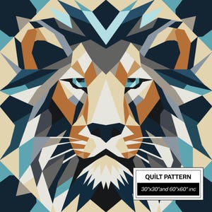 Löwe FPP Quilt Anleitung: Moderne FPP • Tier Patchwork Quilt Block • FPP Vorlagen (30x30/60x60 inches)