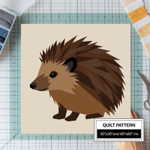 Hedgehog FPP Quilt Pattern: Modern FPP • Animal Patchwork Quilt Block • FPP Vorlagen (30x30/60x60 inches)