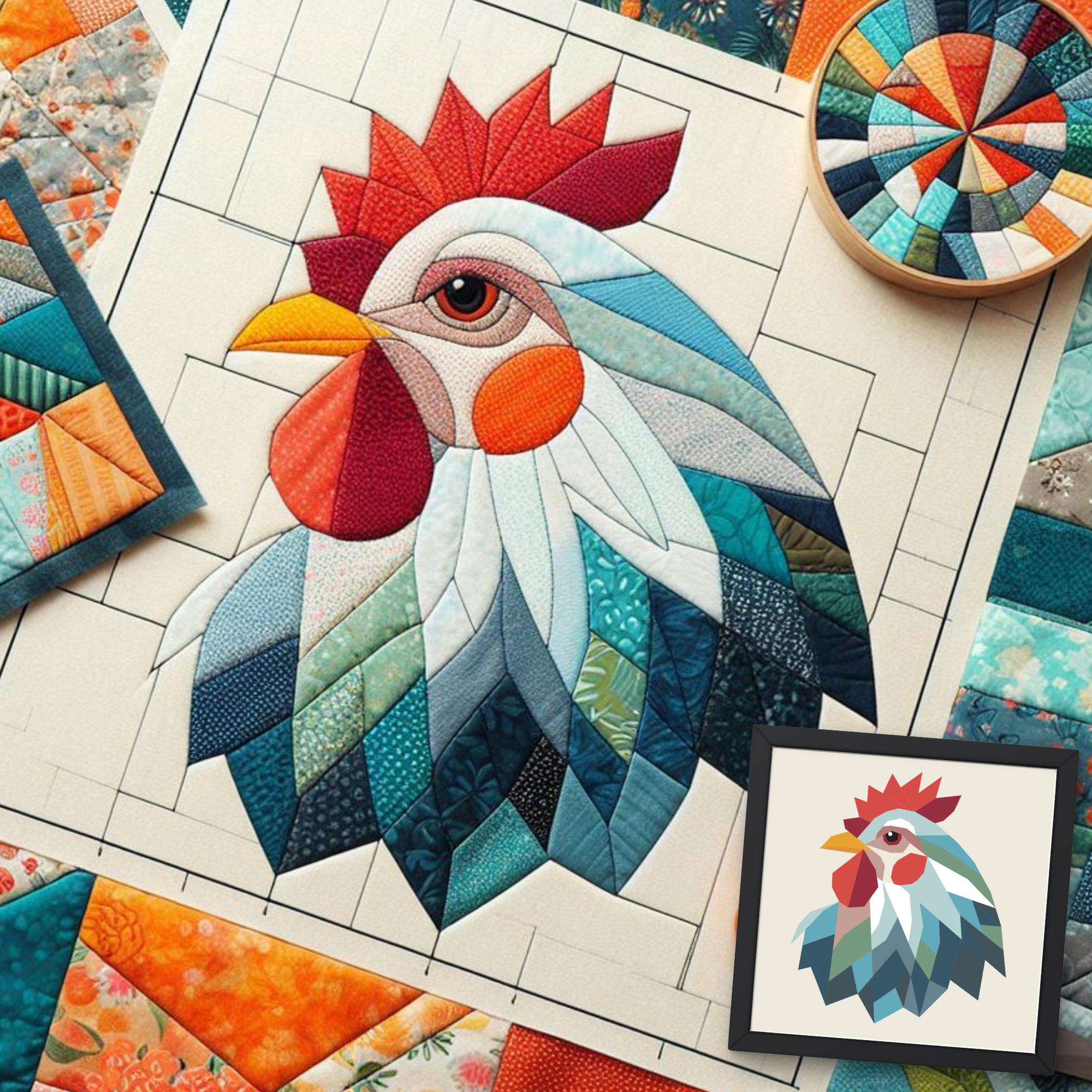 Chicken Foundation Paper Piecing Pattern,Quilt pattern,Chicken design,Patchwork sewing pattern for Chicken,Animal patchwork,FPP Pattern