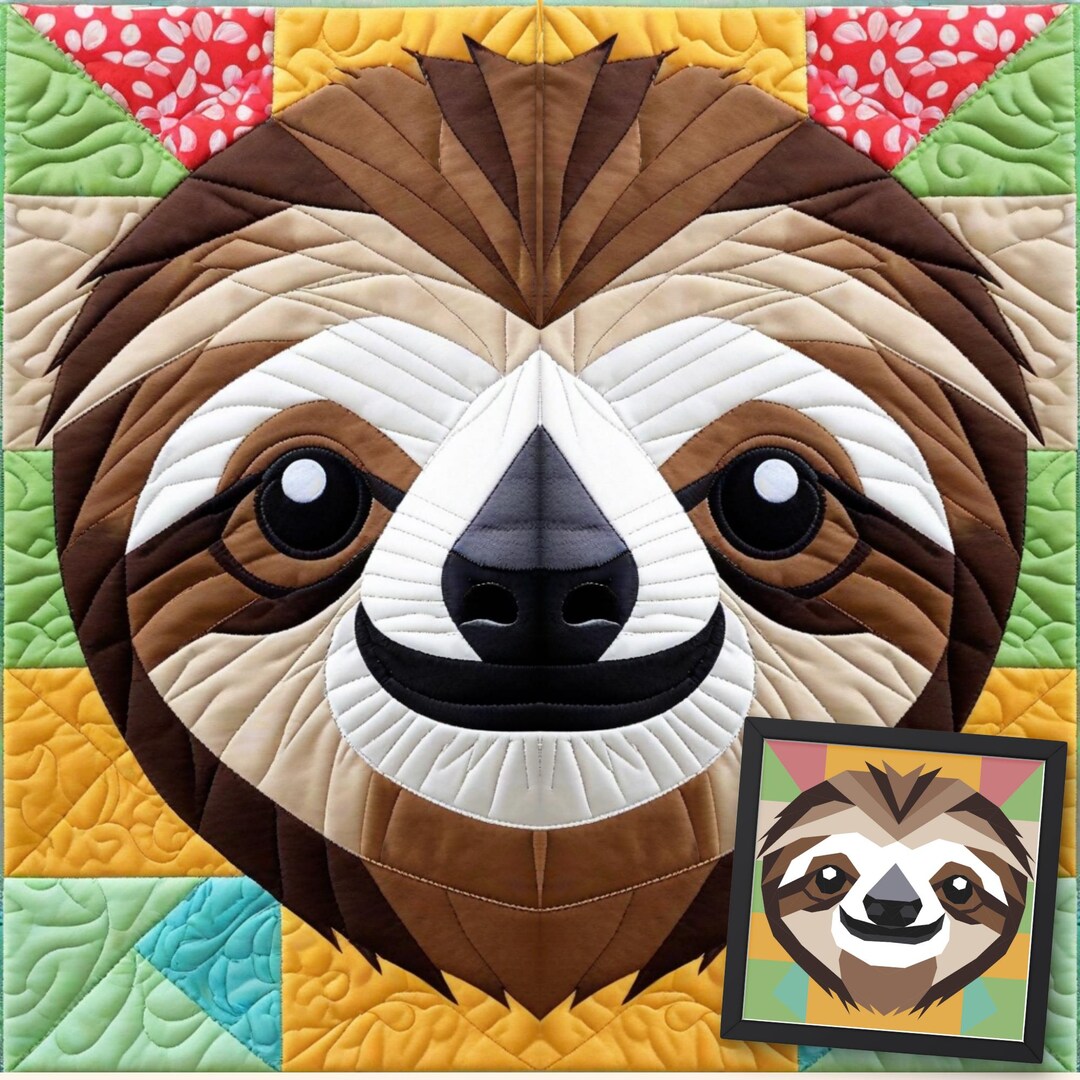 Sloth Quilt Pattern: Animal Patchwork, FPP Sewing (PDF Pattern)