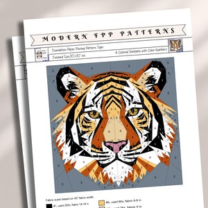 Tiger FPP Quilt Pattern: Modern FPP • Animal Patchwork Quilt Block ...