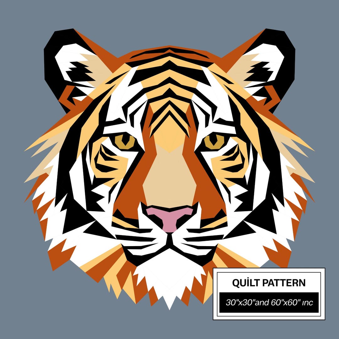 Tiger FPP Quilt Pattern: Modern FPP • Animal Patchwork Quilt Block ...