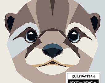 Modello trapunta FPP Otter: FPP moderno • Blocco trapunta patchwork animali • FPP Vorlagen (30x30/60x60 pollici)