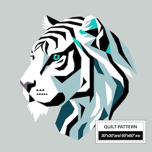 Ice Grey Tiger FPP Quilt Anleitung: Moderne FPP • Tier Patchwork Quilt Block • FPP Vorlagen ( 30x30/60x60 inches)