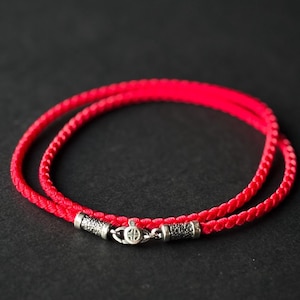 Collier cordon rouge Collier cordon de soie 3 mm Dentelle de soie avec fermoir en argent 925 Cordon tressé pour bijoux Tour de cou en soie rouge pour collier Cordon de soie