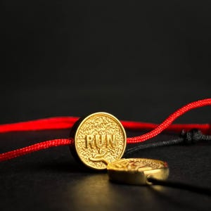 Gold Plated Silver RUN Charm Shambala Bracelet Marathon Red or Black String Gift for Runners charm Handmade Bracelet Run jewelry Running