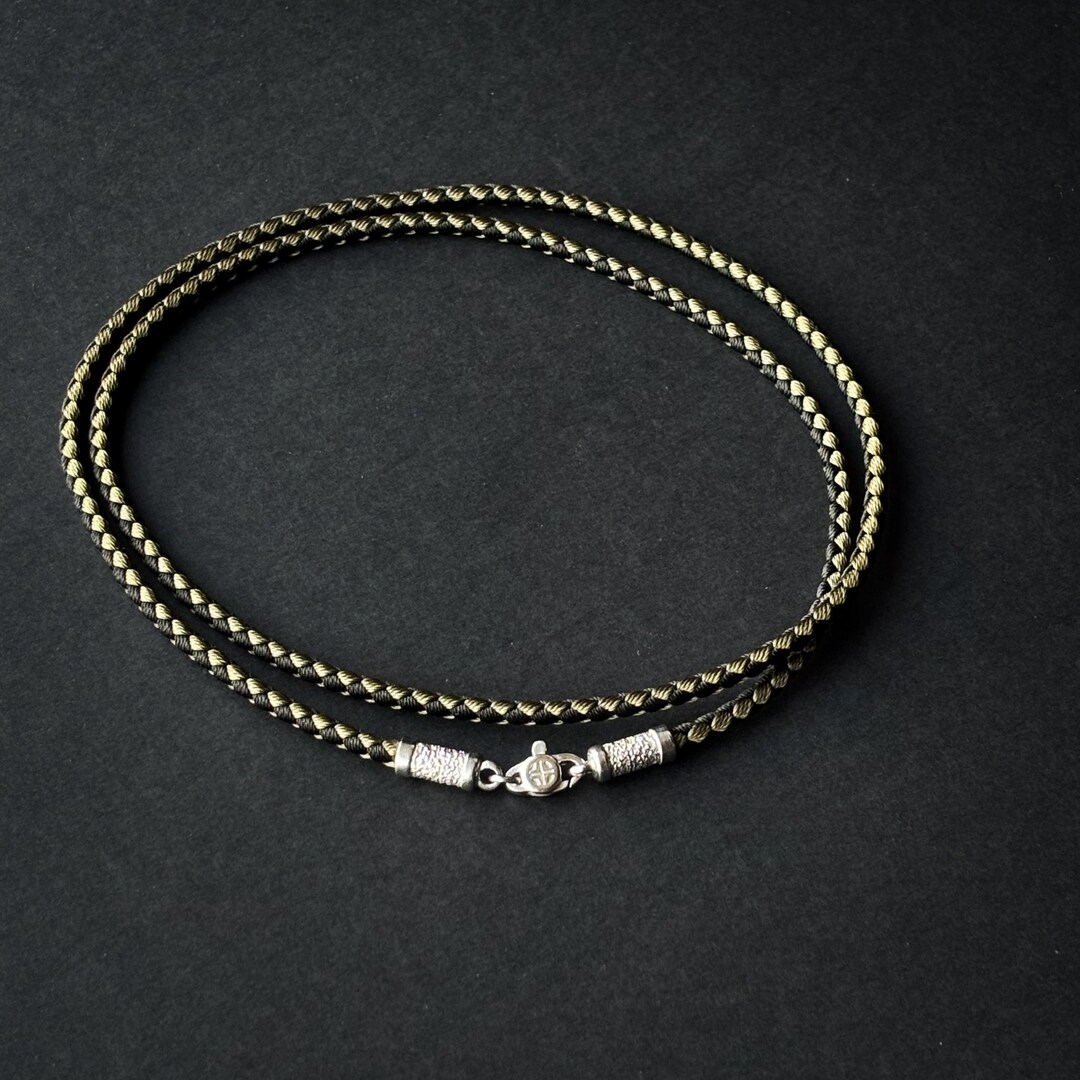 アンヌーク　チョーカーSilkcord x Parts Necklace Khaki Black Cord Necklace Silk Cord Necklace 3mm Silk Lace
