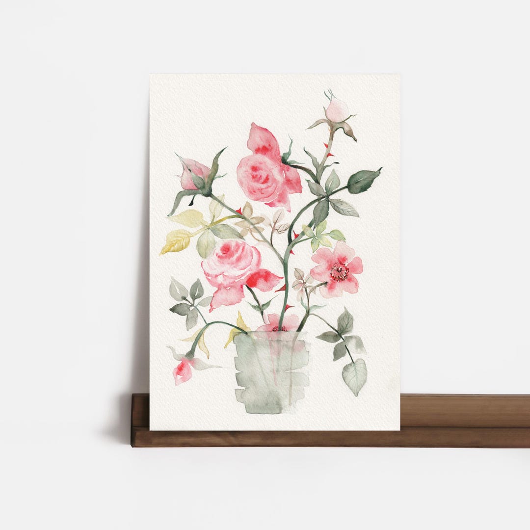 Hand Painted Watercolor Rose Bouquet Art Print (8.2x11.8in) - Etsy