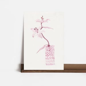 Pink Floral Artwork, Original Hand Painted Watercolor, Botanical Wall Art, One of a Kind Flower Painting, Elegant Home Wall Art Decor