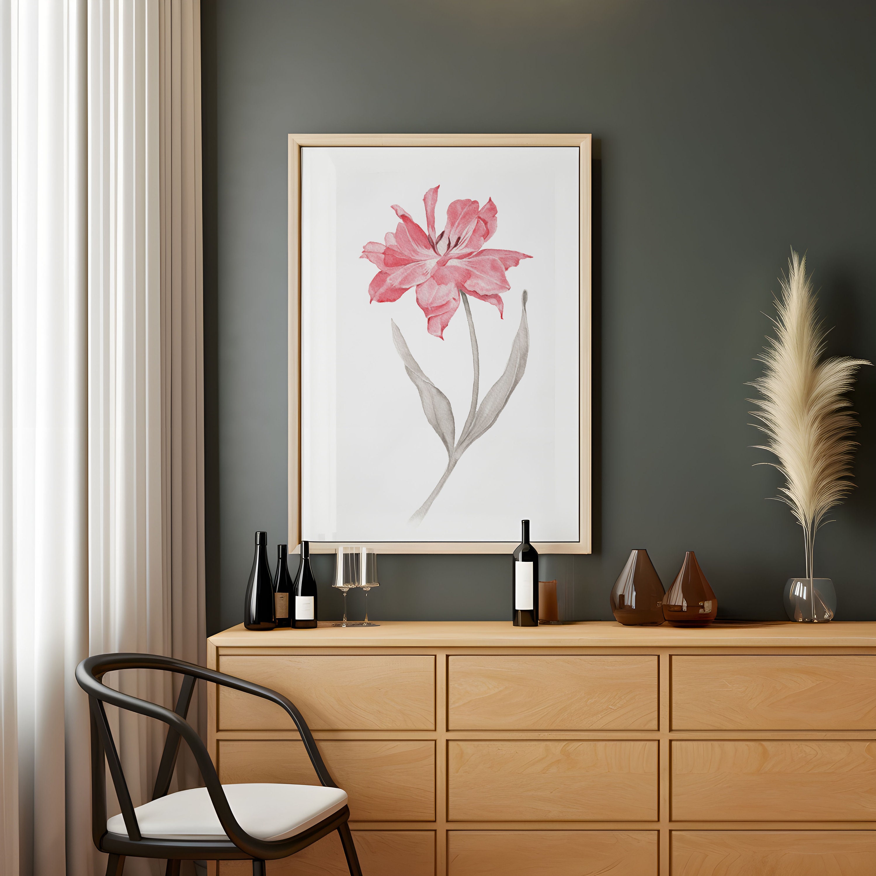 Pink Tulip Watercolor Art Print: Botanical Floral Wall Decor - Etsy