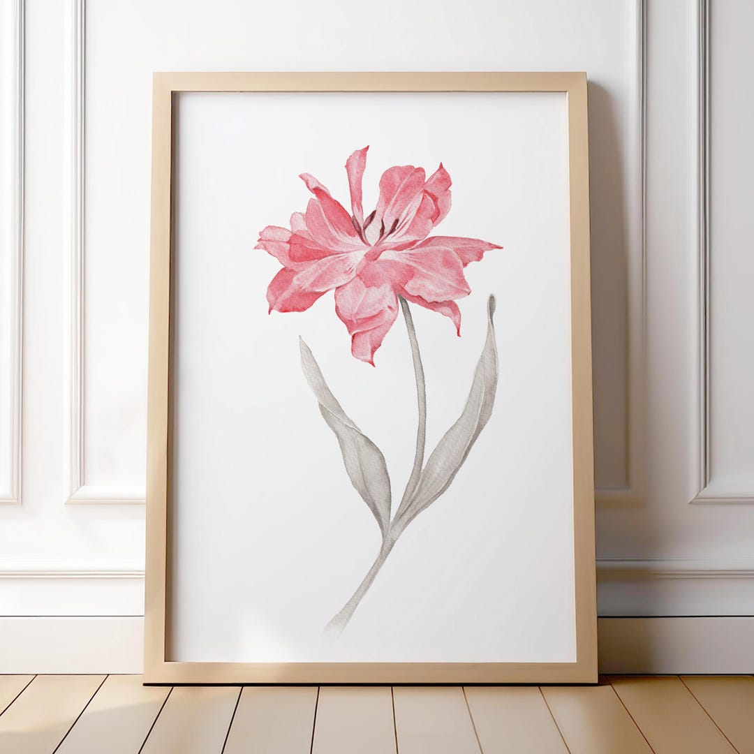 Pink Tulip Watercolor Art Print: Botanical Floral Wall Decor - Etsy