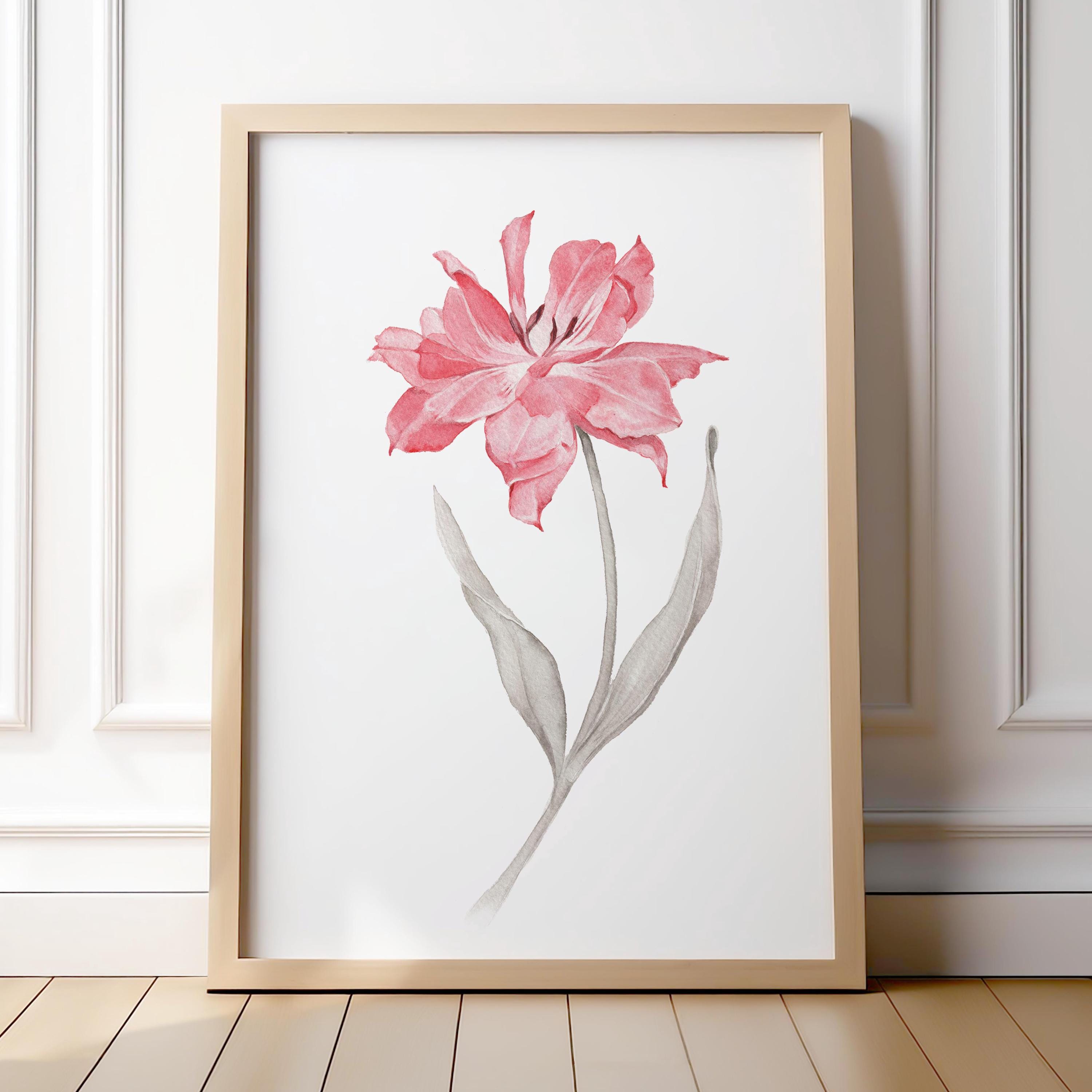 Pink Tulip Watercolor Art Print: Botanical Floral Wall Decor - Etsy