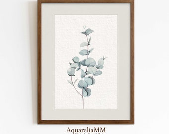 Aquarell Eukalyptus Bundle, Aquarell Eukalyptus Bündel, Eukalyptus Kunstdruck, großes Fine Art Poster, Illustration, Zeichnung