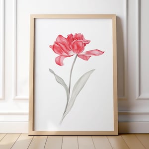 Tulip Watercolor Art Print, Spring Floral Wall Art, Botanical Tulip Painting, Bright Flower Poster for Living Room, Kitchen, or Gift