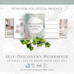 E-bok Canva-mall Arbetsbok för självupptäckt, självhjälpsguide, coachningsarbetsblad för företag, resursverktyg för självutveckling och mental hälsa
