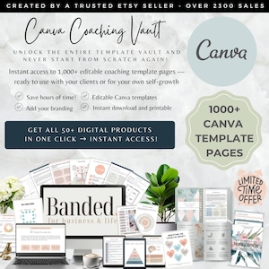 Coaching Canva Template Bundle, Life Coach Business, Ebook Template Canva, Therapy Worksheets Mental Health Coaching Tools, Done For You