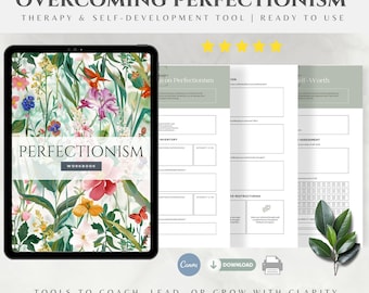 Understanding Perfectionism Worksheets, Perfectionist Counselling Therapist Tools, Coping Skills Resource, Self Regulation CBT Tool Workbook