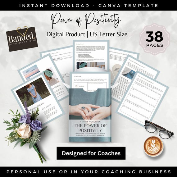 Positivity Workbook, Growth Mindset Development, Therapy Worksheets, Therapist Tools, Coaching Business Life Coach, Coach Canva Template