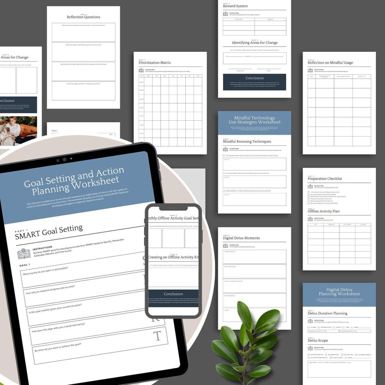 Screen Time Addiction Canva Worksheets, Digital Detox, Phone Addiction and Mindful Technology Tools (Digital Download) image 5