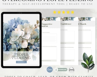 People Pleasing Workbook, Boundaries Worksheets, Self-Esteem (Canva Template)