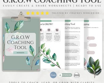 GROW Coaching Method Workbook, Life Coach Client Tool (Digital Download)