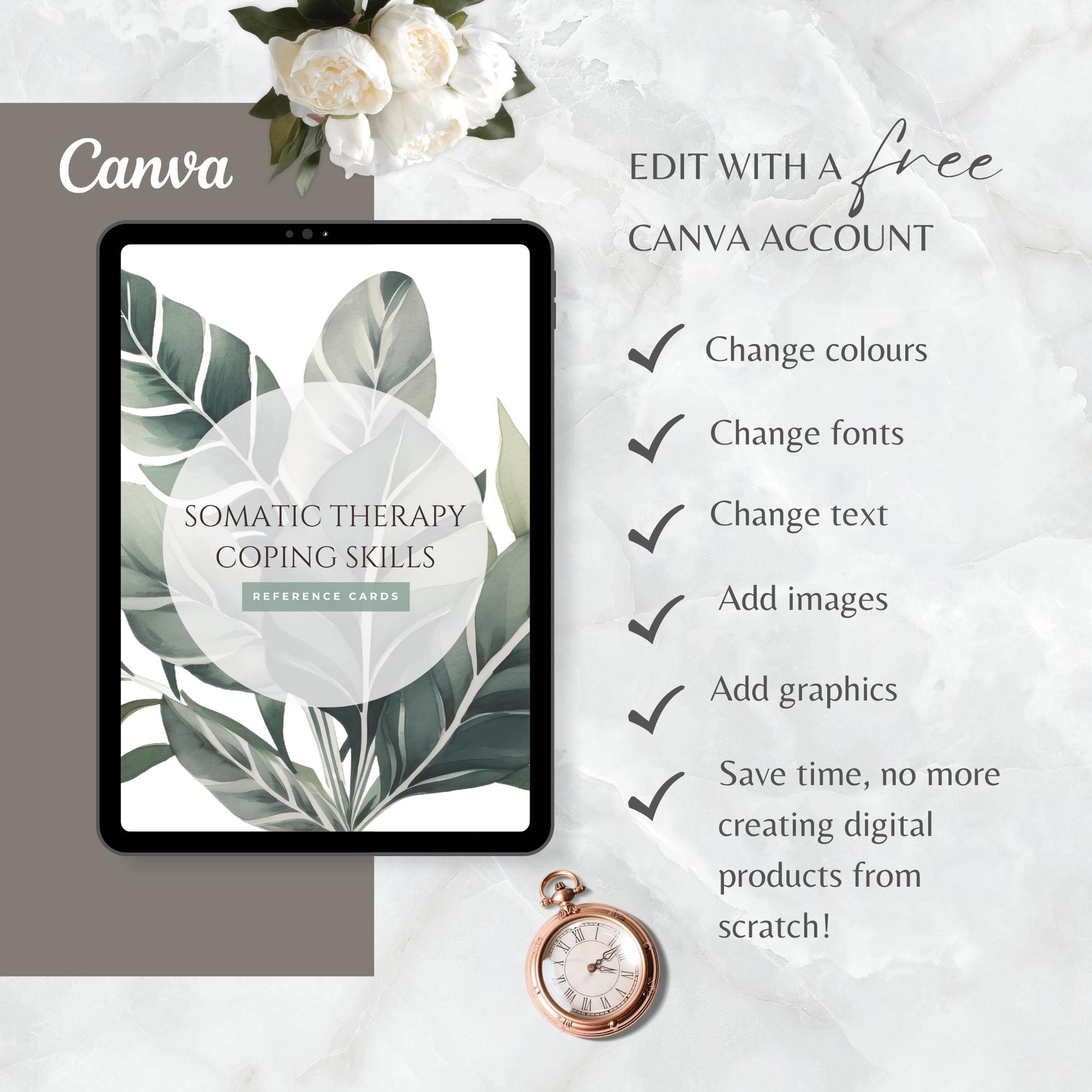 Somatic Therapy Coping Skill Cards, Trauma Healing Coaching Canva ...