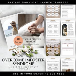 Overcome Imposter Syndrome Workbook, Done For You Content Canva Template, Personal Development Worksheets