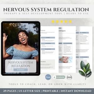 Nervous System Regulation Workbook, Somatic Life Coach Worksheets, Nerve Therapy Techniques, Co-Regulation Self Help Done For You Tool