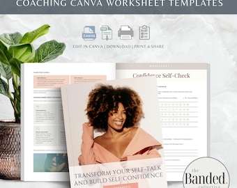 Self Confidence Worksheets Canva Template, Self-Talk Guide, Inner Coach Method, Confidence Building Tools