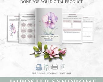 Overcome Imposter Syndrome Workbook, Done For You Content Canva Template, Personal Development Worksheets