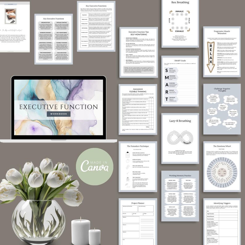 Executive Function Workbook & Planner Resources, eBook Template Canva, Coaching Business Worksheets, ADHD Therapy and Tools, Coping Skills Bild 7