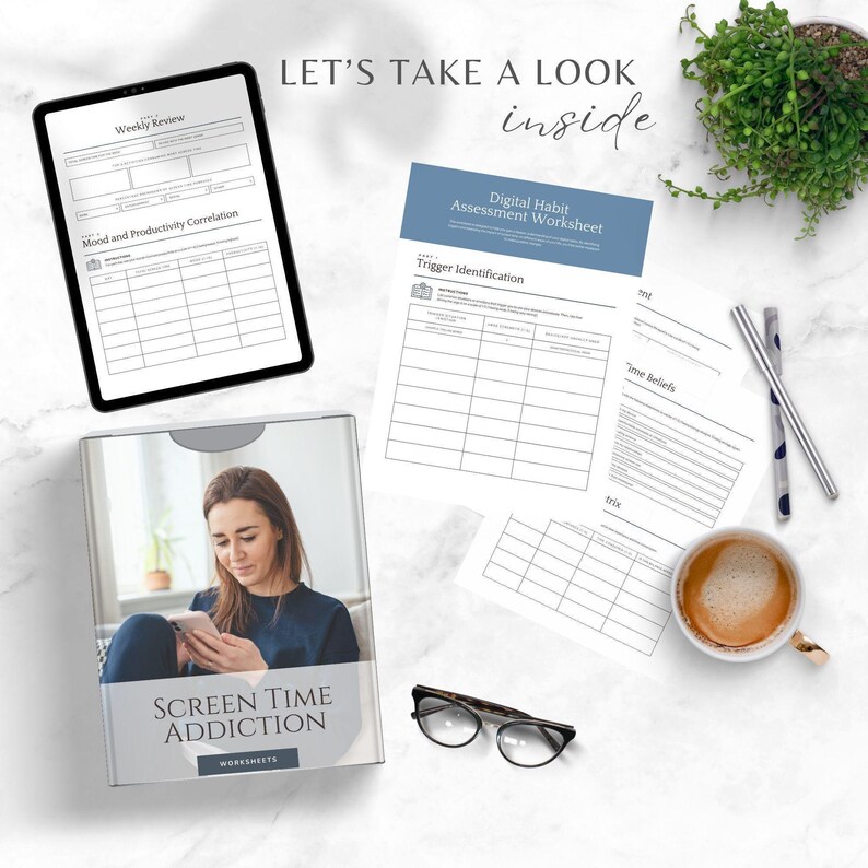 Screen Time Addiction Canva Worksheets, Digital Detox, Phone Addiction and Mindful Technology Tools (Digital Download) image 4
