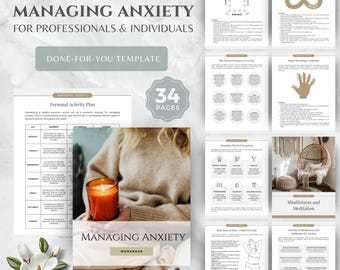 Anxiety Management Workbook, Coaching Tool, Editable Canva Template (Digital Download)
