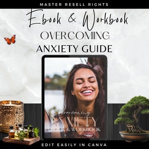 Master Resell Rights Overcoming Anxiety Guide & Workbook, PLR MRR Digital Product, Coach Canva Template, Resell Rights Digital Product DFY