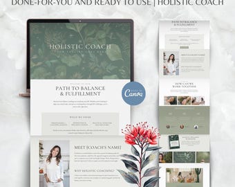 Holistic Coach Canva Website Template, Wellness Landing Page (Digital Download)