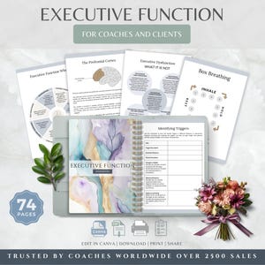 Executive Function Workbook & Planner Resources, eBook Template Canva, Coaching Business Worksheets, ADHD Therapy and Tools, Coping Skills