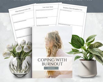 Burnout Recovery Workbook, Self Care Support Tool (Canva Template)