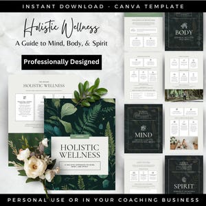 Holistic Wellness Guide, Coaching Templates, eBook Template Canva, DFY Digital Products, Create Therapy Worksheets for Coaching Business