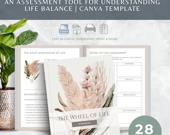 The Wheel of Life Canva Workbook, Life Balance Assessment, Goal Setting and Personal Growth Tool