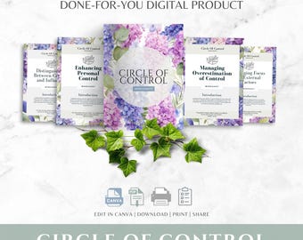 Things I Can Control Worksheet, Therapy Resources, Circle of Control Anxiety Relief, Self-Esteem Coping Skills, Canva DFY Digital Product